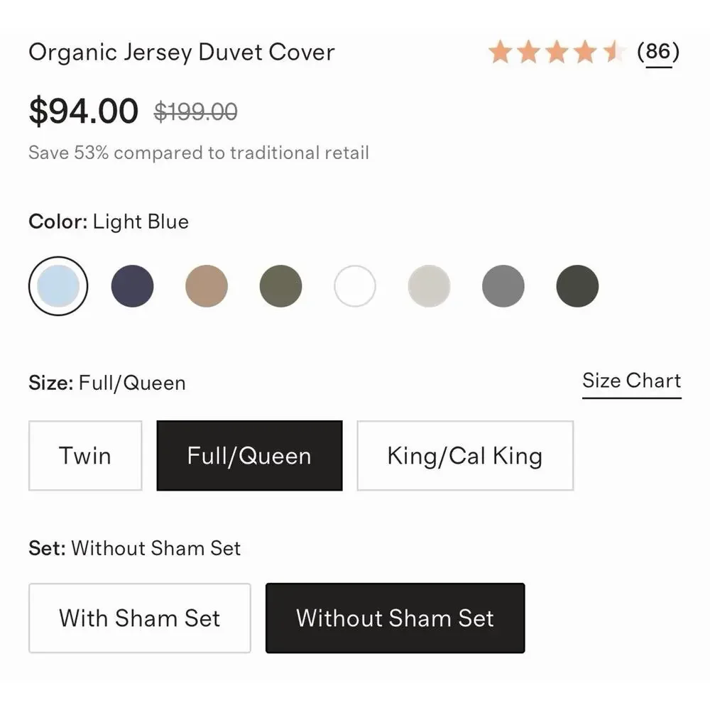 NEW Quince Organic Jersey Duvet Cover Cover FULL/QUEEN Light Blue $94